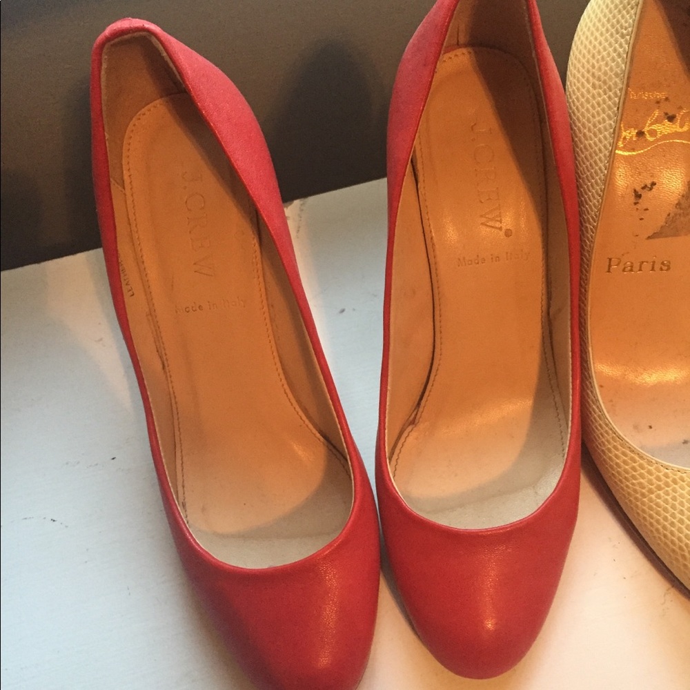 Jcrew size 6 red leather 3inch heels
